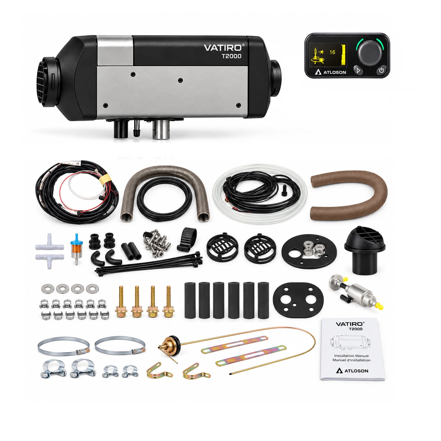 ATL1001 · T2000 Heater Kit, Air Heater, 2kw, 12v, Diesel, Controller LCD - BT