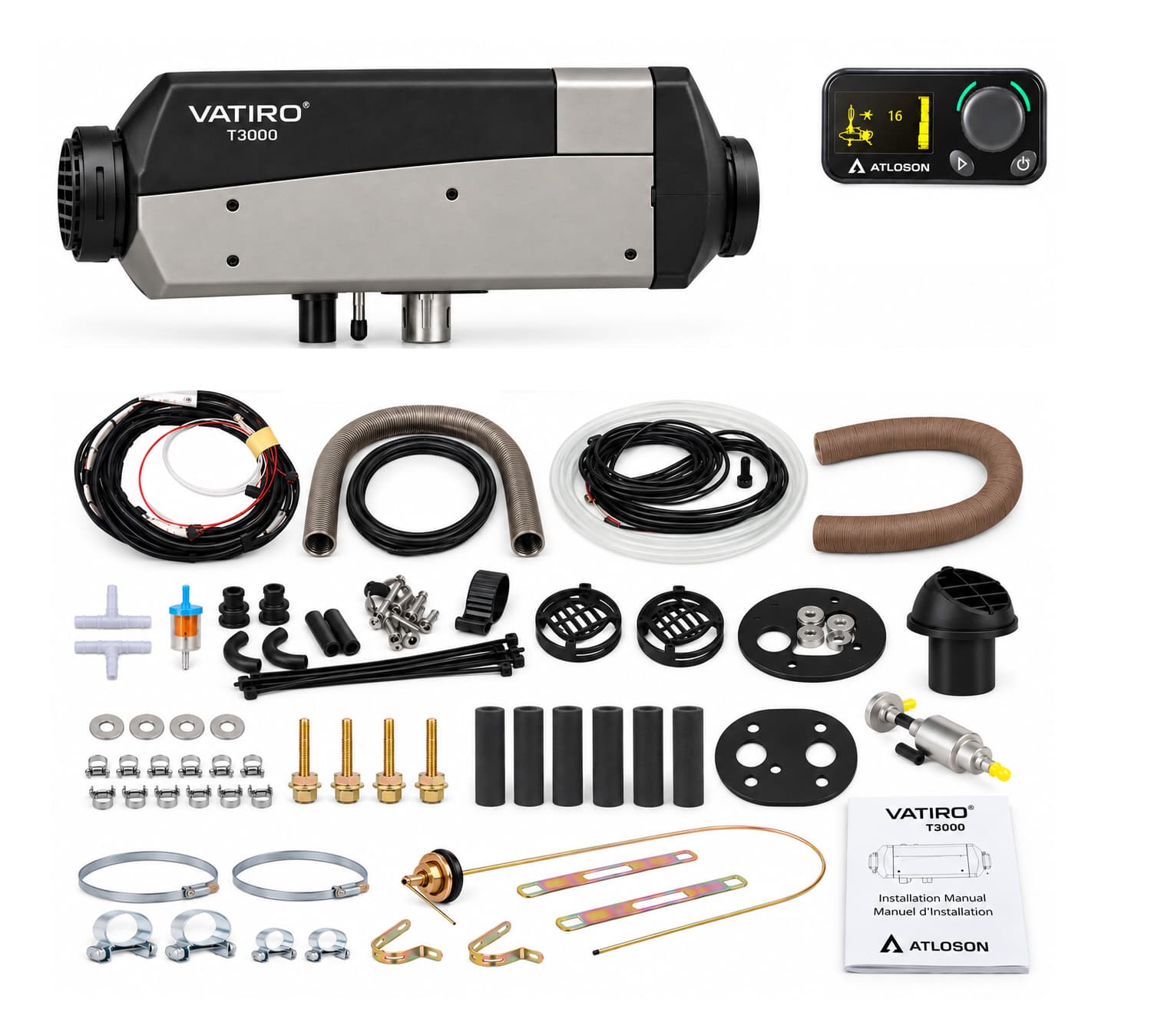ATL3001 · T3000 Heater Kit, Air Heater, 3kw, 12v, Diesel, Controller LCD - BT