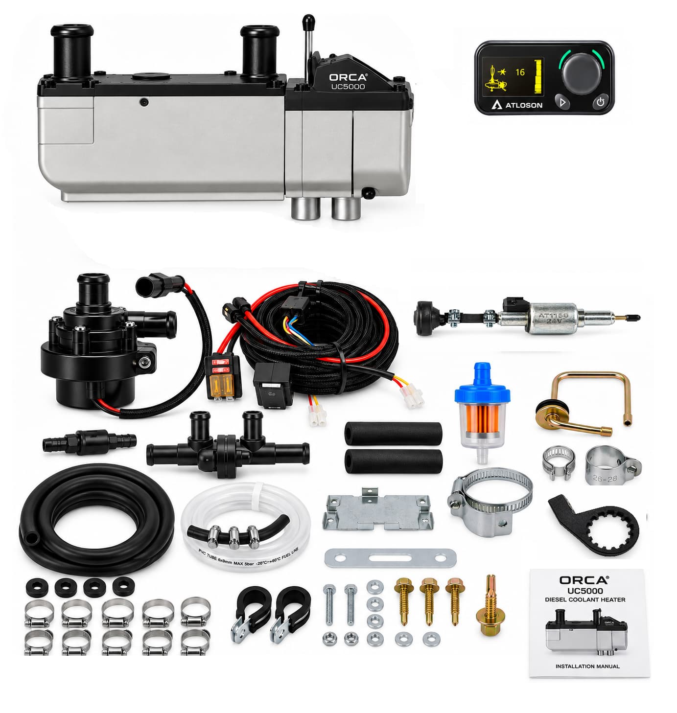ATL1005 · UC5000 Heater Kit, Coolant Heater, 5kw, 12v, Diesel, Controller LCD - BT